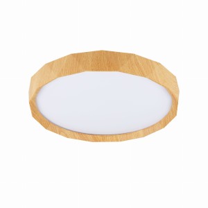 CADIX Lampa Sufitowa Plafon Biały+drewniany 24W LED 38,5 Cm Klosz Biały