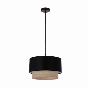 SFERIA Lampa Wisząca Czarny 1x60 E27 Abażur Czarny+beżowy