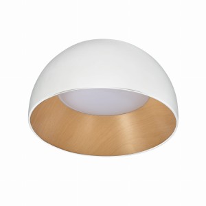 LIGURIA Lampa Sufitowa Plafon Biało Drewniany 18W LED 35 Cm Klosz Biały