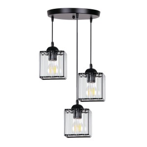 GLASSIA Lampa Wisząca Talerz Czarny 3x40 E27 Klosz Czarny