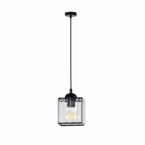 GLASSIA Lampa Wisząca Czarny 1x40 E27 Klosz Czarny+kryształy Bezbarwne