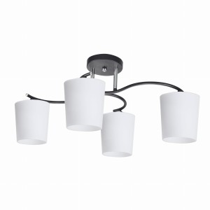 ESNYR Lampa Sufitowa Chromowy+czarny 4x40 E27 Klosz Biały