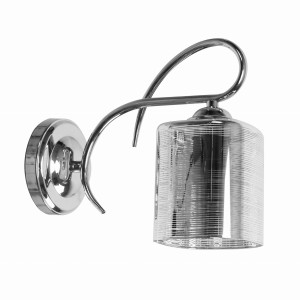 ITALO Lampa Kinkiet Chromowy 1x40W E27 Klosz Srebrny