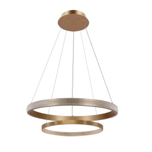 HASHIM Lampa Wisząca 60+40cm Złoty 22W+34W LED Kryształki Bezbarwne