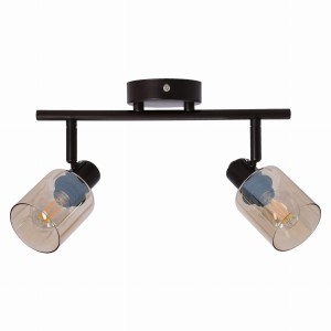 AGRA Lampa Sufitowa Brunatny 2x40W E14 Klosz Bursztynowy