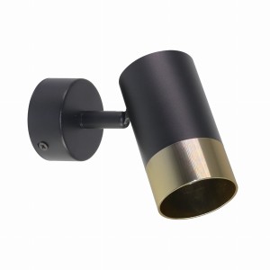 TOBI Lampa Kinkiet Czarny 1x15W GU10 Klosz Czarny+złoty