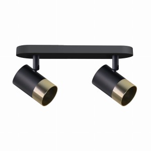 TOBI Lampa Sufitowa Listwa Czarny 2x15W GU10 Klosz Czarny+złoty