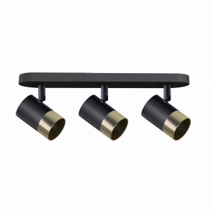 TOBI Lampa Sufitowa Listwa Czarny 3x15W GU10 Klosz Czarny+złoty