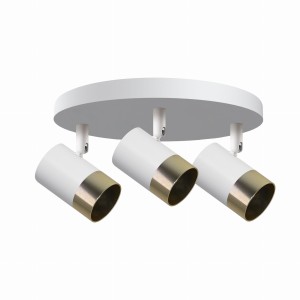 TOBI Lampa Sufitowa Plafon Biały 3x15W GU10 Klosz Biały+złoty