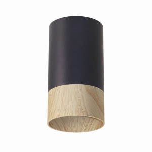 CONTI Lampa Sufitowa Tuba 1x15W GU10 5,5/10 Czarny+drewniany