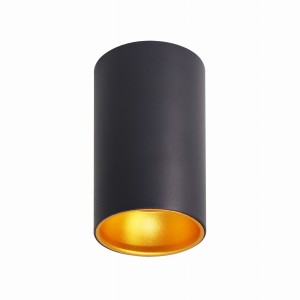 TUBA Lampa Sufitowa Czarny 1x15W GU10 Odbł. Złoty Śr. 7 Cm