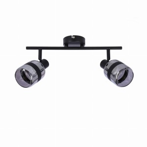 YUKI Lampa Listwa Czarny Matowy 2x15W E14 Klosz Dymiony