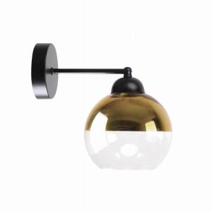 CONTESSA Lampa Kinkiet Czarny 1x40 E27 Klosz Złoty