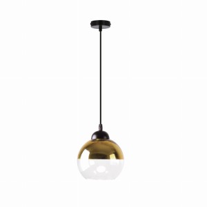 CONTESSA Lampa Wisząca Czarny 1x40 E27 Klosz Złoty