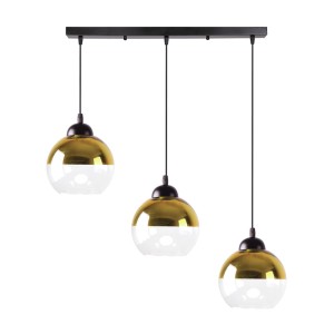 CONTESSA Lampa Wisząca Czarny 3x40 E27 Klosz Złoty
