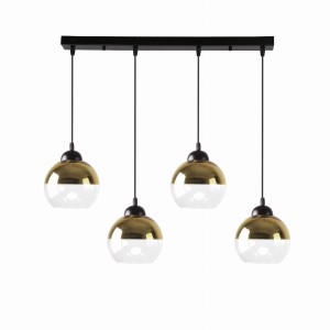 CONTESSA Lampa Wisząca Czarny 4x40 E27 Klosz Złoty