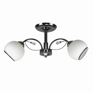 GRAPHITE Lampa Sufitowa Czarny Perłowy 2x40 E27 Klosz Biały