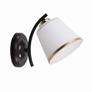 GRECO Lampa Kinkiet Czarny+złoty 1x40 E27 Klosz Biały