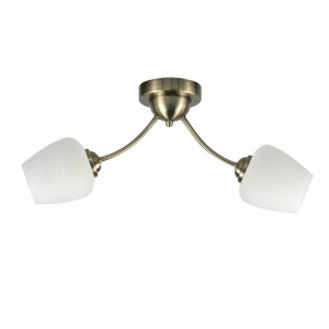 ZINA Lampa Sufitowa Patynowy 2x40 E27 Klosz Biały