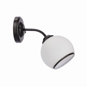 MARINEN Lampa Kinkiet Czarny 1x40W E27 Klosz Biały Z Obwódką