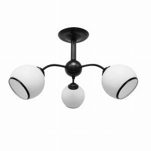 MARINEN Lampa Wisząca Czarny 3x40W E27 Klosz Biały Z Obwódką