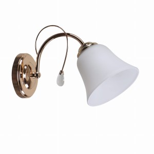 ORA Lampa Kinkiet Złoty 1x40 E27 Klosz Biały