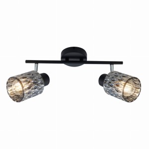 BILL Lampa Sufitowa Listwa Czarny 2x40W E27 Klosz Dymiony