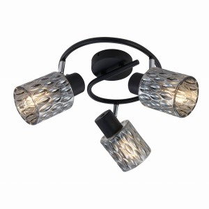 BILL Lampa Sufitowa Spirala Czarny 3x40W E27 Klosz Dymiony