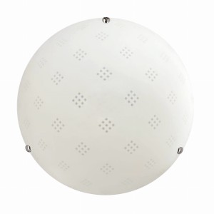 FANUSA Lampa Sufitowa Plafon 30  Chromowy 1x60W E27 Klosz Biały Z Wzorem