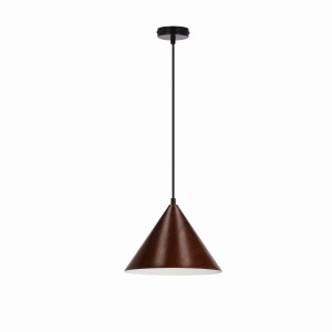 DUNCA Lampa Wisząca 25 Czarny 1x40 E27 Klosz Ciemny Orzechowy