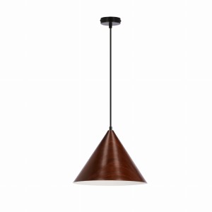 DUNCA Lampa Wisząca 32 Czarny 1x40 E27 Klosz Ciemny Orzechowy