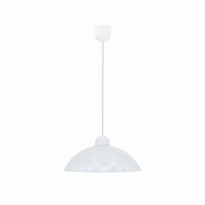 BRONTE Lampa Wisząca 1x60W E27 Klosz Biały Z Wzorem
