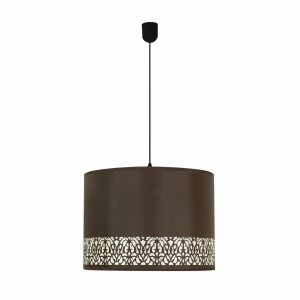 ARABESCA Lampa Wisząca Czarny 33x33x24 1x60W E27 Abażur Brązowy