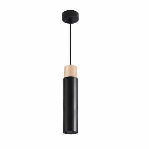 CLARO Lampa Wisząca Czarny 1x15W GU10 Klosz Czarny+drewniany