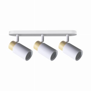 CLARO Lampa Sufitowa Listwa Biały 3x15W GU10 Klosz Biały+drewniany