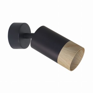 CONTI Lampa Kinkiet Czarny 1x15W GU10 Klosz Czarny+drewniany