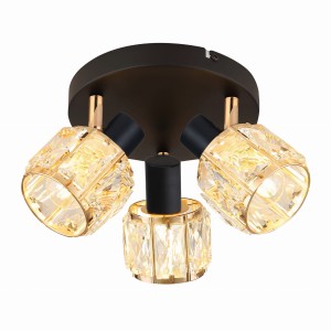 DUBAI Lampa Sufitowa Plafon Czarny 3x40W E14 Klosz Różowy