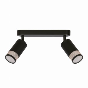 FLIN Lampa Sufitowa Listwa Czarny 2x15W GU10 Klosz Czarny+złoty