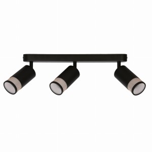 FLIN Lampa Sufitowa Listwa Czarny 3x15W GU10 Klosz Czarny+złoty