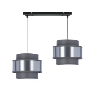 HARE Lampa Sufitowa Czarny 2x60W E27 Abażur Szary+srebrny
