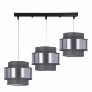 HARE Lampa Sufitowa Czarny 3x60W E27 Abażur Szary+srebrny