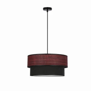 FIRENZE Lampa Wisząca Czarny 1x60W E27 Abażur Szaro Bordowy+czarny
