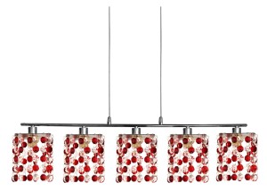 Candellux Zwis 5x40W G9, chromowy z czerwonymi kryształkami