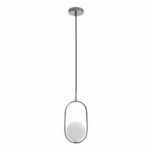 CORDEL Lampa Wisząca Chromowy 1x20W G9 Klosz Biały