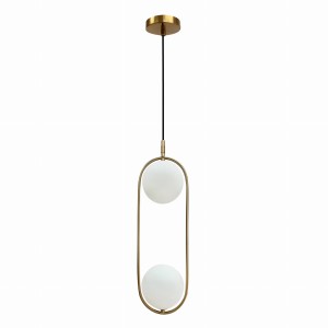 CORDEL Lampa Wisząca Złoty Szczotkowany 2x28W G9 Klosz Biały