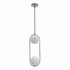 CORDEL Lampa Wisząca Chromowy 2x20W G9 Klosz Biały