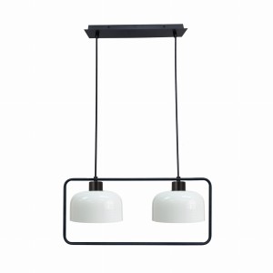 ZODIAC Lampa Wisząca Czarny 2x40W E27 Klosz Biały