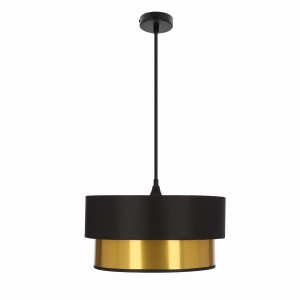 ERNA Lampa Wisząca Satynowy 1x60W E27 Abażur Czarny+złoty