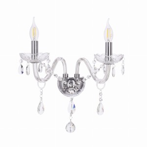 CRISTALLO Lampa Kinkiet Chromowy 2x40W E14 Transparentny