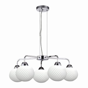 MADRYT Lampa Wisz¹ca Chrom 5x60W E27 Klosz Biały